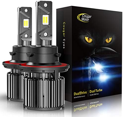 Cougar Motor H13 LED Headlight Bulb, K16 Series 9008 18000LM 6000K All-in-One Conversion Kit - Cool White Adjustable Beam Pattern, Quick Installation Halogen Replacement