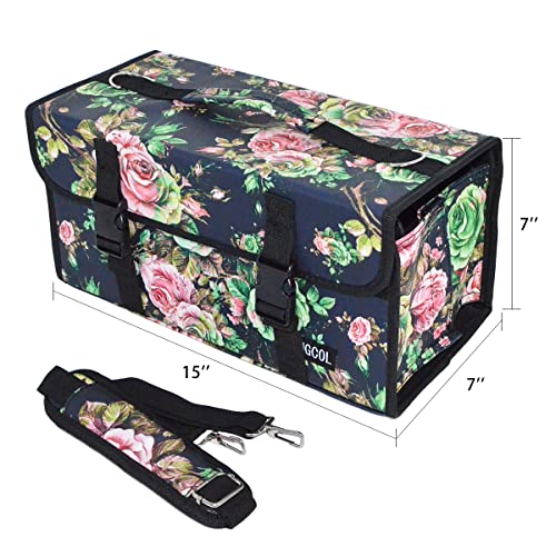 Art Markers & Pens Case, 120/168 Slots, Carrying Travel Organizer With Zipper Pocket And Handle, Removable And Adjustable Strap, Art Supplies For Storage And Organization (168Slots Flower) #TOP6