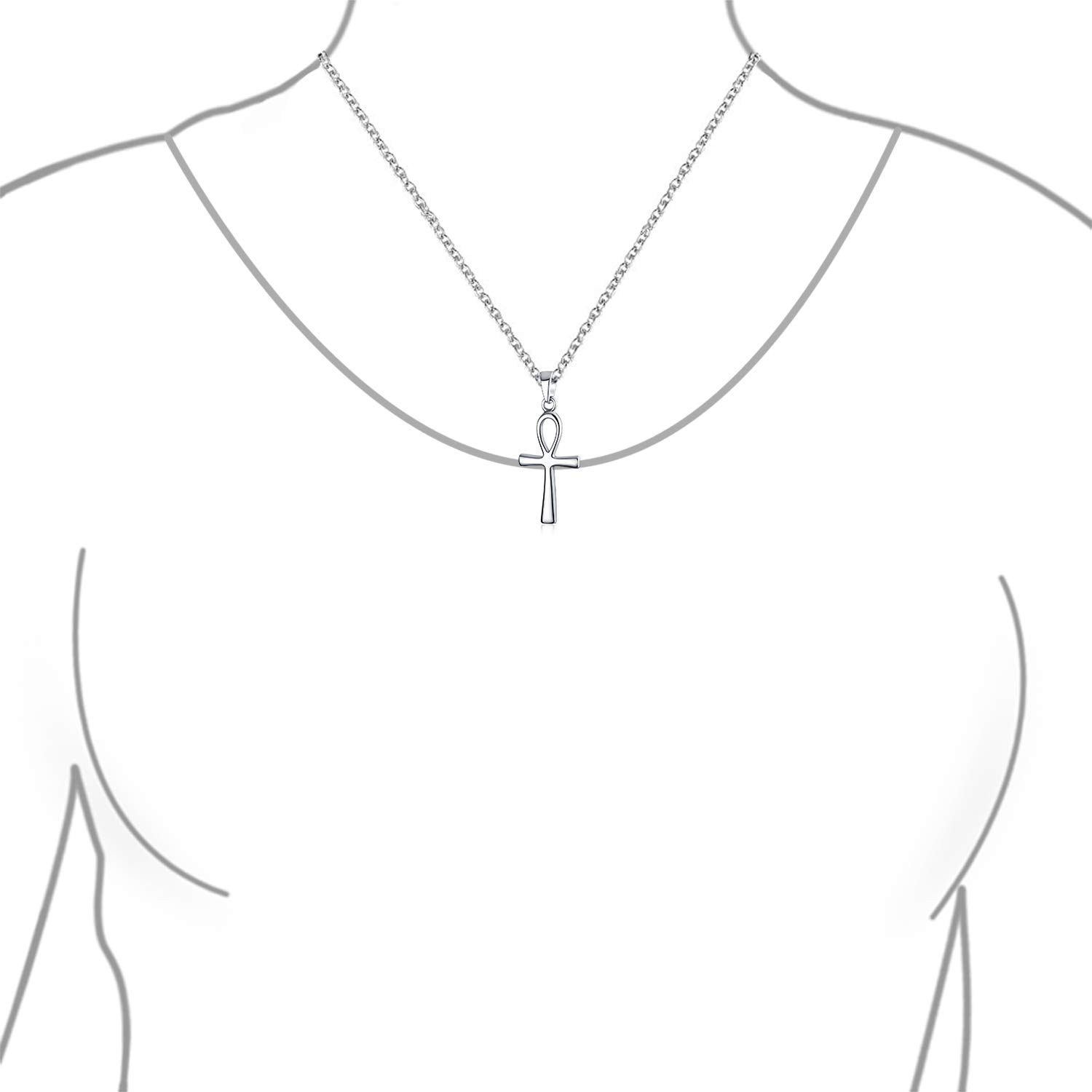 Bling Jewelry Collar Grande Unisex Con Colgante De Cruz Egipcia Ankh Clave De La Vida Religiosa Para Mujeres Hombres Y Adolescentes Pulido En Plata Esterlina .925.