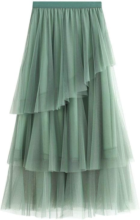 Amazon Co Jp レディーススカート グリーンロングチュールスカートレディースファッション エレガントで快適な伸縮性ハイウエストaラインチュチュスカートクリエイティブギフトワンサイズ グリーンm 服 ファッション小物