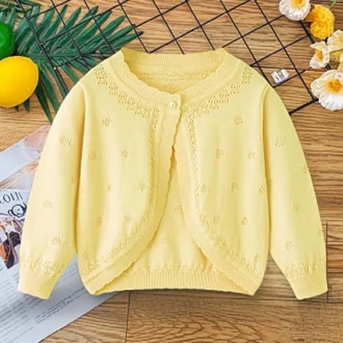 Kids Girls Dressy Casual Cardigan Hollow Out Button Closure Sweater Crew Neck Long Sleeve Fall Trave Outwear Size 3-84
