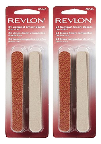 Revlon Compact Emery Boards Nail File, Dual Sided Manicure and Pedicure Tool for Shaping and Smoothing Finger and Toenails, 24 Count (Pack of 2)