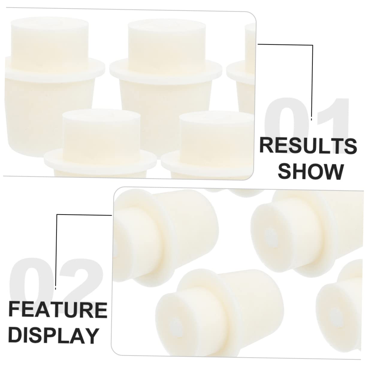 CIYODO Silicone Stoppers for Laboratory Flask 5 Pack Sealing Plugs for Test Tubes Lids
