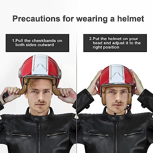 Image of Open Face Motorcycle Helmet for Adults, Half Face Moped Helmets for Men, 3 /4 Retro Vespa Helmet, Classic Vintage Motorcycle Helmet for Women, DOT Approved