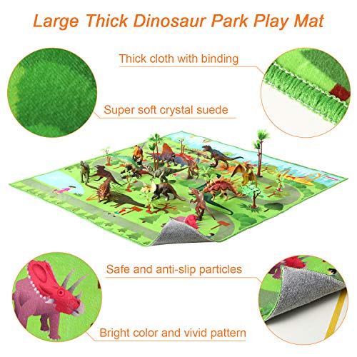 MEIGO Dinosaur Toys - Toddlers 7’’ Educational Realistic Dinosaur Figures w/ 31.5’’x31.5’’ Activity Play Mat | Dino Book & Map | Preschool Learning Gift for Kids 3 4 5 6 Year Old Boys Girls (12pcs) - Thumbnail 3