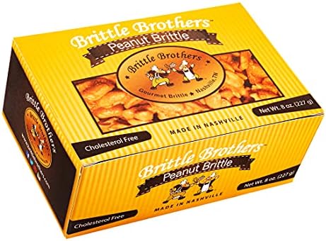 Brittle Brothers Peanut Brittle - 8 oz Box - Voted #1 in America - 4 x's more Nuts! - Cashew Pecan Bacon Corporate Gift Men Women Candy Snack Birthday Sampler Christmas Mother Father Graduation Office Mix Valentines Day Party
