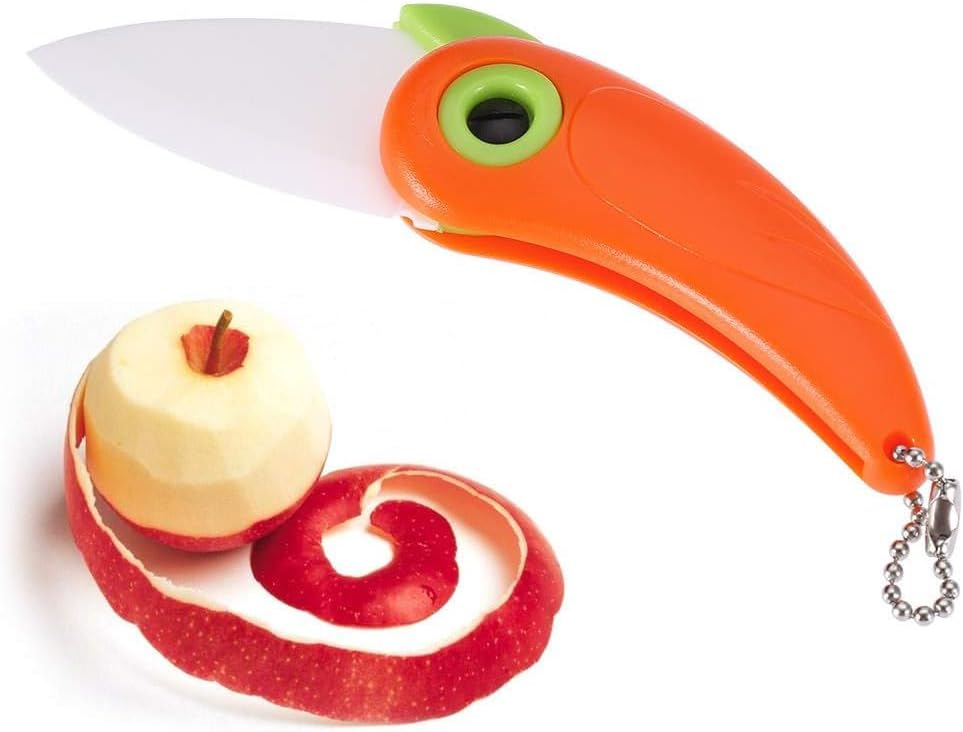 Miniatura 5 de TOPINCN Cuchillo de pelar de cerámica Mini Cocina Frutas Vegetal Mango Plegable de Cerámica Cuchillo de Bolsillo Cuchillos de Camping Herramientas