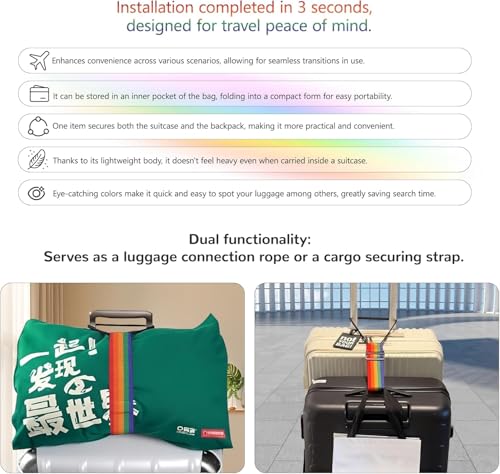 Image of 2Pcs Luggage Straps Bag Bungee Luggage Straps Suitcase Adjustable Belt,Add a Bag Easy to Travel Suitcase Elastic Strap Belt Luggage Accessories(Colorful-2Pcs)