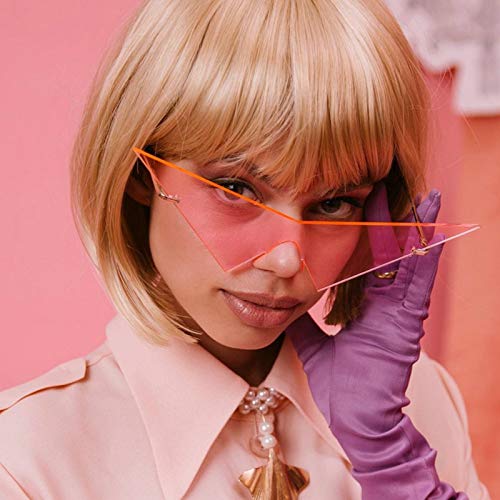Image of willochra Triangle One Piece Frameless Sunglasses For Women Trendy Ocean Lens Sun Glasses Men Party Prom Sunglasses