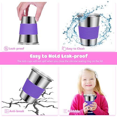 Yummy Sam 6 Pack 12 Oz Kids Cups With Lids Spill-Proof Stainless Steel Unbreakable Insulated Drinking Water Tumblers With Anti-Slip Sleeves For Children Toddlers Adults (12Oz Multicolor Without Straw) #TOP3
