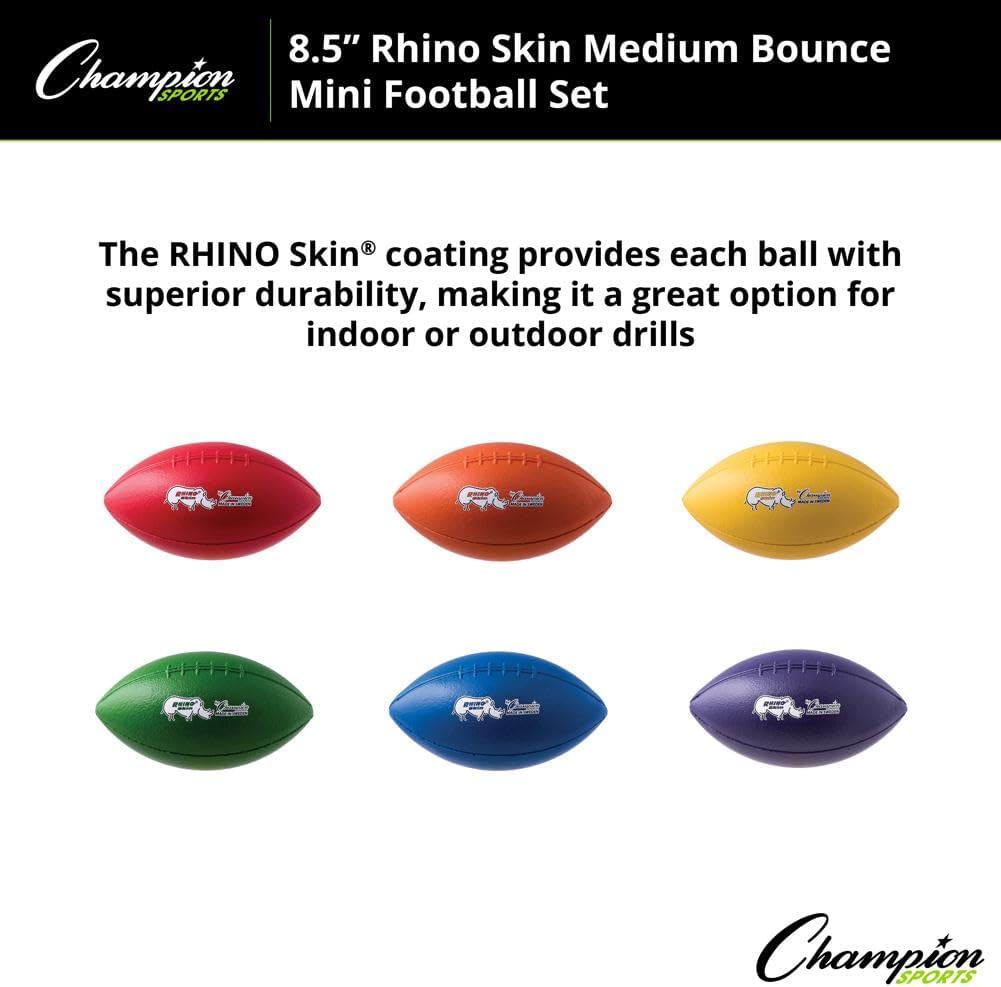 Champion Sports 9.75 Inch Rhino Skin Low Bounce Football Set