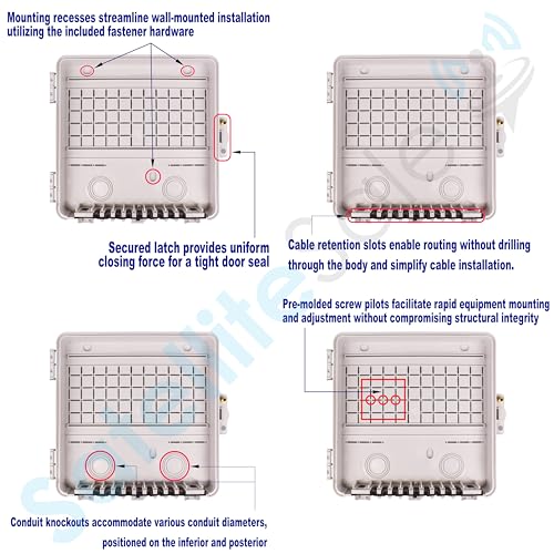 SatelliteSale Weatherproof Junction Box Heavy Duty Enclosure 12x12x3 Inches UV-Rated Thermoplastic Alloy Made in USA