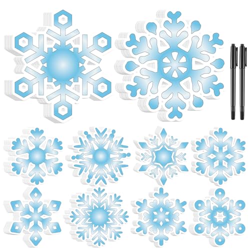 Qilery 100 Pcs Large Paper Snowflakes Cutouts with 2 Pcs