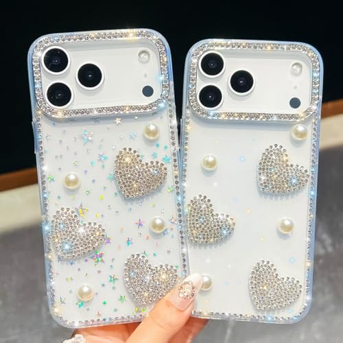 Coque cœur 3D iPhone 17 et 15 Pro Max protection strass perles pour vos soirées chic - 2
