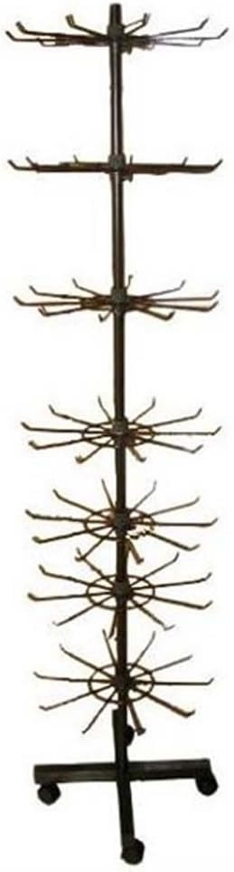 Deluxe Black Tall Seven Level Tier Spinning Store Floor Wire Display Rack W Wheels