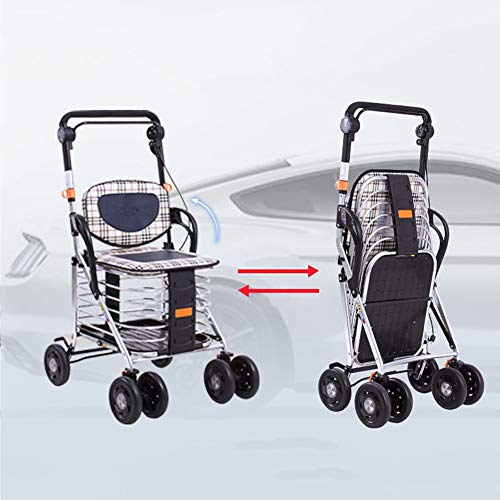 ZHAOHUI Einkaufstrolley Faltbar Universalrad Wagen Alter Mann Mit Sitz Mit Bremse Supermarkt Multifunktion, 2… – Bild 7