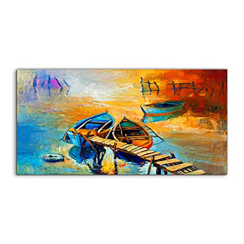 Art murale acryl grand format photo de mer et bateaux pour décoration murale moderne
