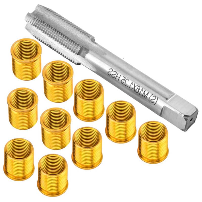 zuylikxy Helicoil Thread Repair Kit M14x1.25, Thread Spark Plug Thread Repair Kit, Efficiently Repair Damaged Spark Plug Threads in Gasoline Engines, Generators, Diesel Engines(11PCS)