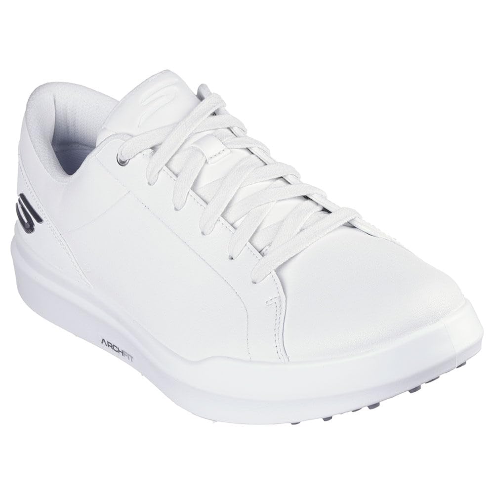 Skechers Golf Men's Drive 6 Arch Leather Relaxed Fit Spikeless Golf Shoe Sneaker, White, 10.5
