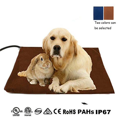 Qiu's home Cojín de calefacción eléctrica para mascotas,Almohadilla de calentamiento para Perros y Gatos con 7 Niveles de Temperatura Ajustables(50*50cm) (Marrón)