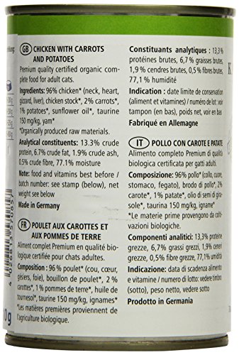 defu Katzenfutter | 12 x 410 g | Pate Bio Huhn Sensitive | Alleinfuttermittel Premium Bio Nassfutter für Katzen