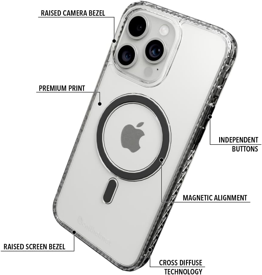 cellhelmet Impact Case iPhone 14 | 13ft. Military Grade Drop Tested, Deep Sea Blue Case, MagSafe Compatible | Coastal Seashell Magnetic Case for iPhone 14