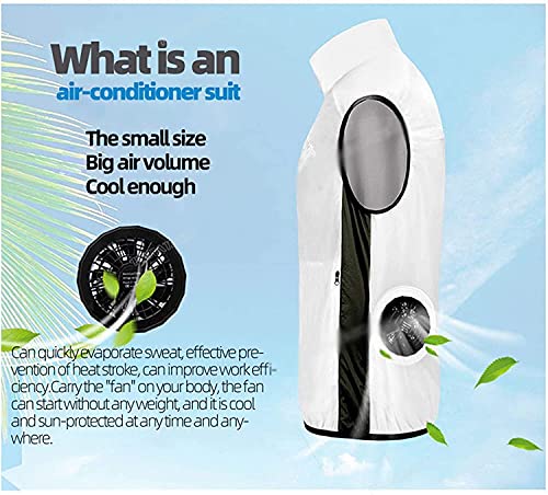 Summer Cooling Cooling Fan Vest, Air-Conditioning Clothing Sunscreen Water-Repellent Skin Clothing Vest, Outdoor Sunscreen, Hiking,White,XL4