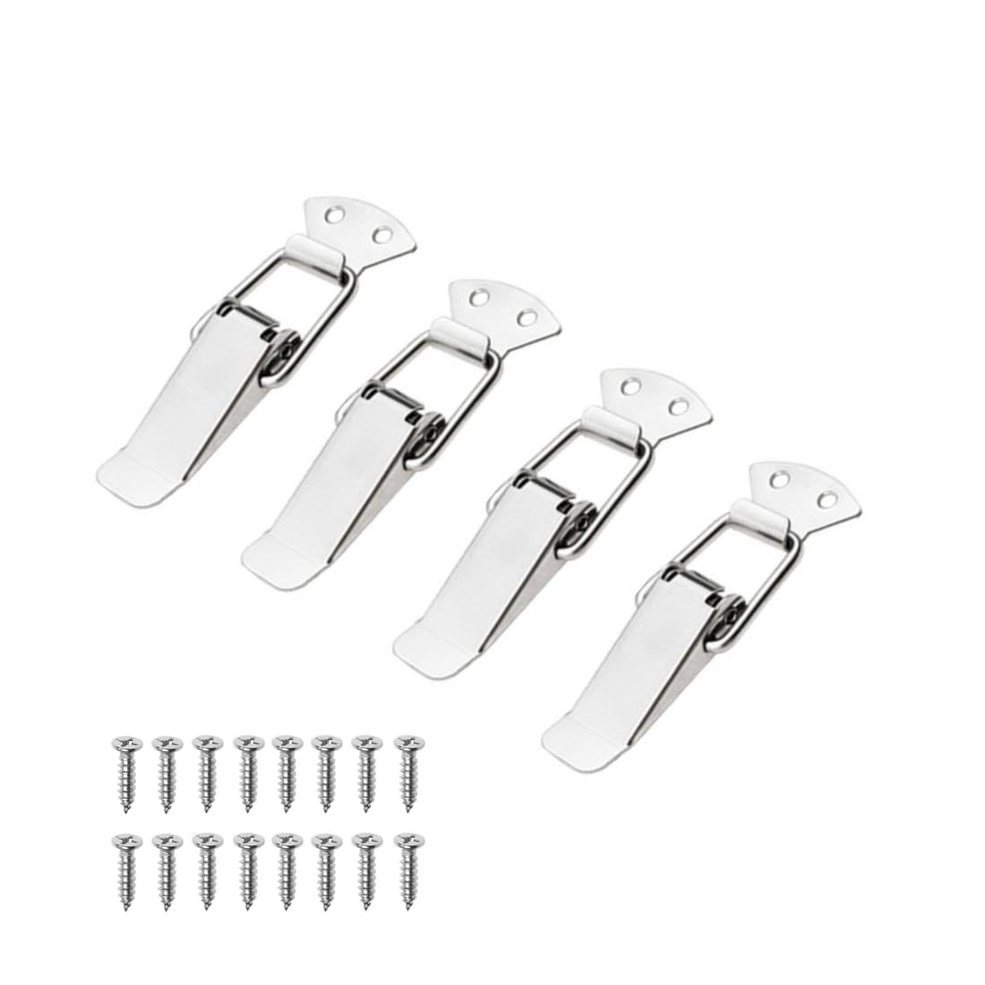 Latch, Stainless Steel Spring Loaded Toggle Latch, Silver Catch Hasp Clamp Clip Lock with for Cabinet, Wooden Case, Box (4 Pack)