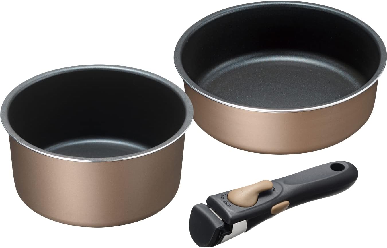 Wahei Freiz MB-2438 Branano 2 Frying Pan, Removable Handle, Set A, 7.1 inches (18 cm) & Pot, 6.3 inches (16 cm)
