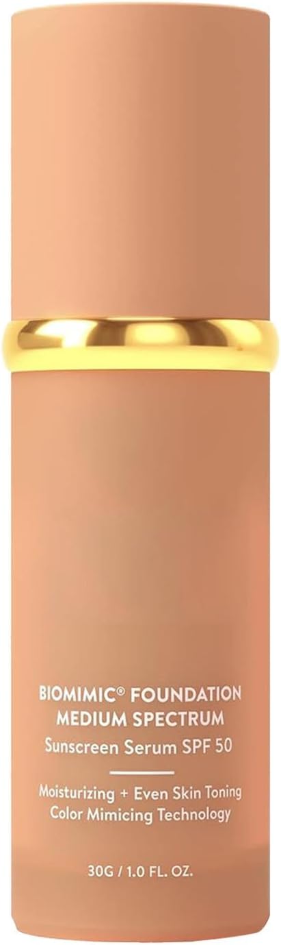 Biomimic Foundation 4 in 1 | Base de maquillaje de espectro medio que cambia de color | Larga duración y resistente al agua para base de maquillaje hidratante y nutritiva