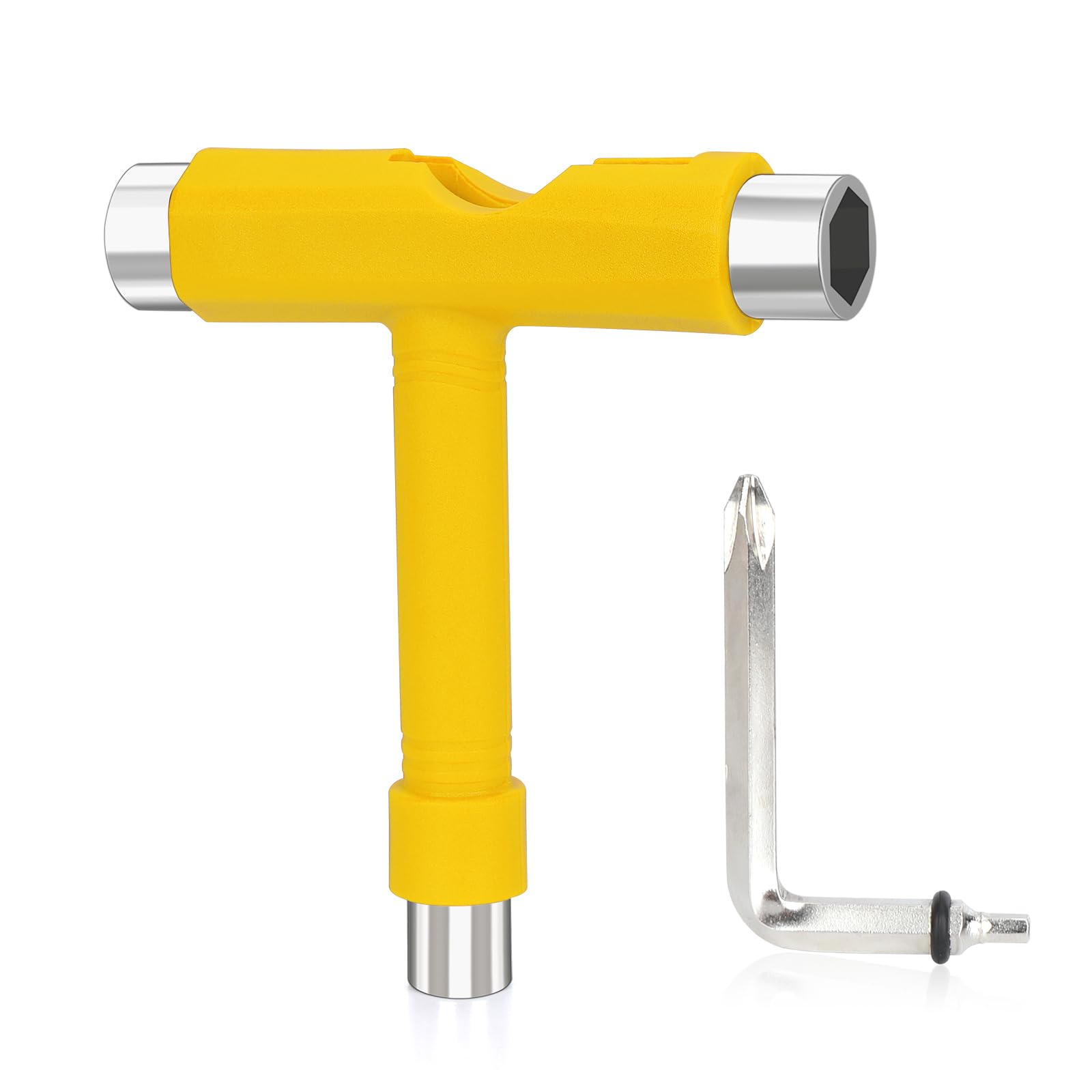 YOUSHARES Skateboard Tool, T-Bone Roller Skate Tool new, Multi T Tool For Skateboard T-type Tool (Yellow)