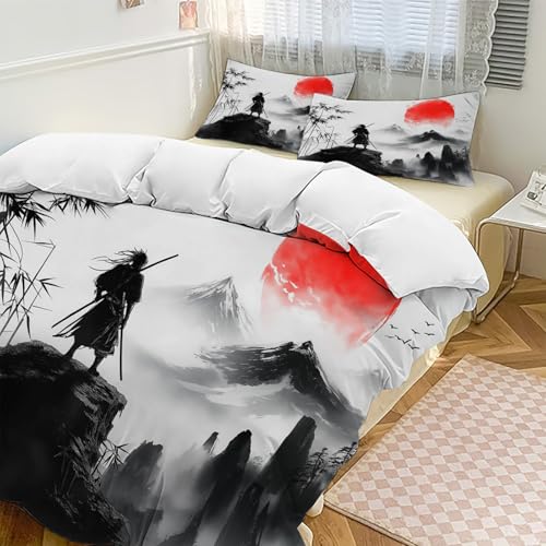 Housse de couette samouraï textile doux et léger paysage japonais imprimé - 3