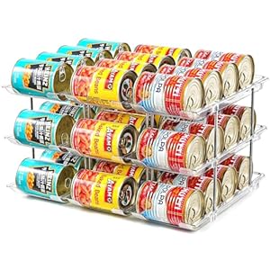 Can Organizer for Pantry， Stacking Can Storage Organizer Pantry，Automatic Can Rack for Fridge, 3Tire 3 Columns Can Holder for 36 Cans, Canned Goods Organizer