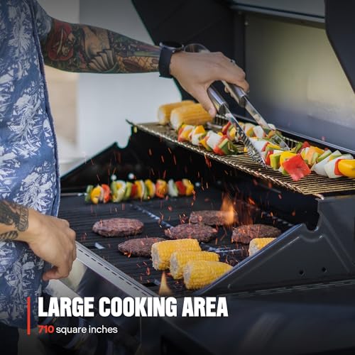 Image of Monument Grills Denali Series, Denali 405 4-Burner Liquid Propane Gas Smart BBQ Grill Stainless Steel with Cooking Plate(2 items)