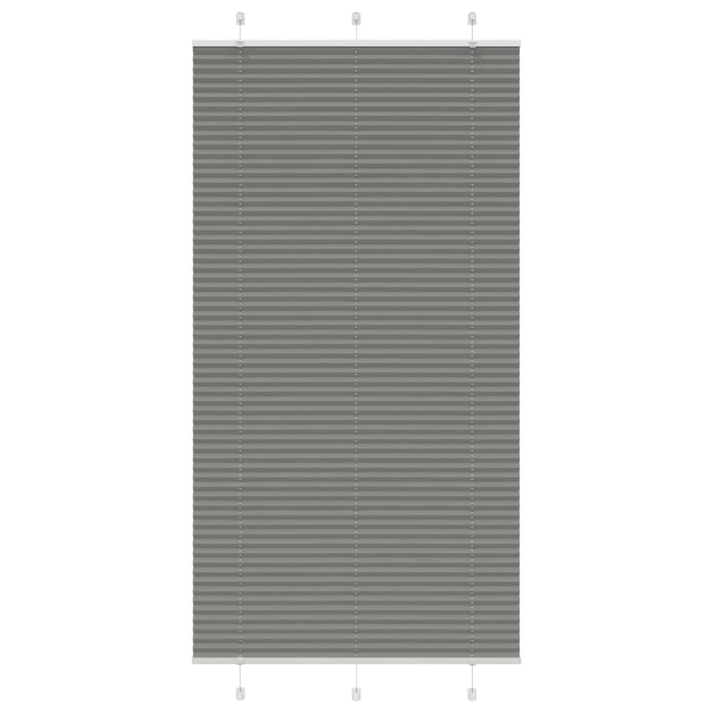 Plissee Anthrazit 105x200 cm Raffrollo Sichtschutz Sonnenschutz Polyester, blickdichtes Thermo Plissee mit Klemmträgern für Fenster Türen Balkon und Dachfenster