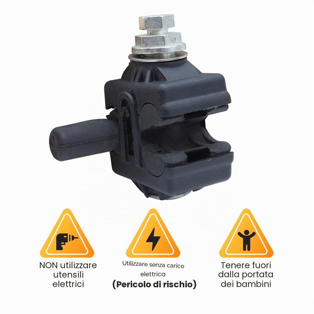 2 connettori di perforazione aerea per collegamento cavi con corrente sicura al contatto elettrico, ingresso 16/150 e uscita 1,5/16