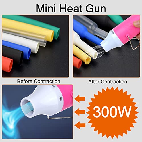 Mini Heat Gun,300W Portable Hot Air Gun Electric for DIY Acrylic Resin Craft, Dryer Crafts Handheld Heat Gun for Cup Turner, Shrink Wrapping, Crafts Embossing, Resin Bubble Remover (Pink) - Thumbnail 5
