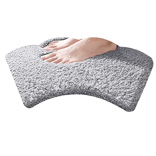 AHDFY Gebogene Duschmatte, Duschvorleger Halbrund Kuscheliger Hochflor, Duschvorleger Eckdusche 109...