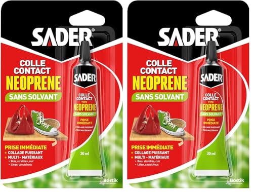 Sader Colle Contact Type Néoprène – Sans Solvant et Sans Odeur – Colle Extra Forte Tous Matériaux – Intérieur et Extérieur Sous Abri – Prise...
