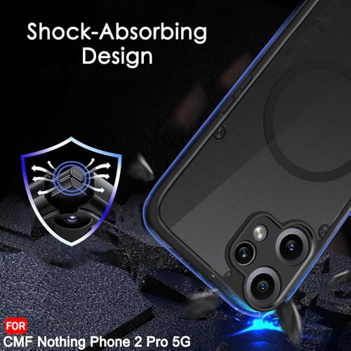 Image of TheGiftKart Hybrid Shockproof Back Cover Case for CMF By Nothing Phone 2 Pro 5G Compatible with MagSafe | Hard Cover for Nothing CMF Phone 2 Pro (PC & TPU, Translucent Smoke Matte Back, Black Sides)