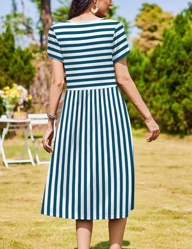 Image of Zeagoo Womens Summer Dresses Casual Aline Midi Dress Short Sleeve Floral Tshirt Dress Flowy Beach Sundresses with Pockets