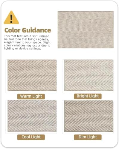 Color&Geometry Ultra Thin Indoor Door Mat 32"x 48", Washable Low Profile Floor Mat, Non Slip Entrance Mat Indoor, Unique Herringbone Design Carpet for Inside Entry, Interior Foyer, Oatmeal(FOLD)
