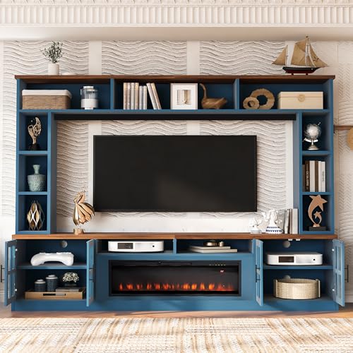 Hlcodca 95.5" W Wall Unit Entertainment Center with Bookshelves for
