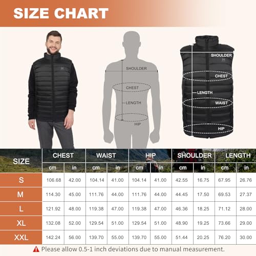 Beheizbare Weste, Leichte Elektrische Beheizte Weste für Herren Damen, 6-Heizzone, 3-Temperatur-Niveau Heizweste für Outdoor-Wintersport (DE/NL/SE/PL, Alphanumerisch, M, Regular, Regular, Black-EU)
