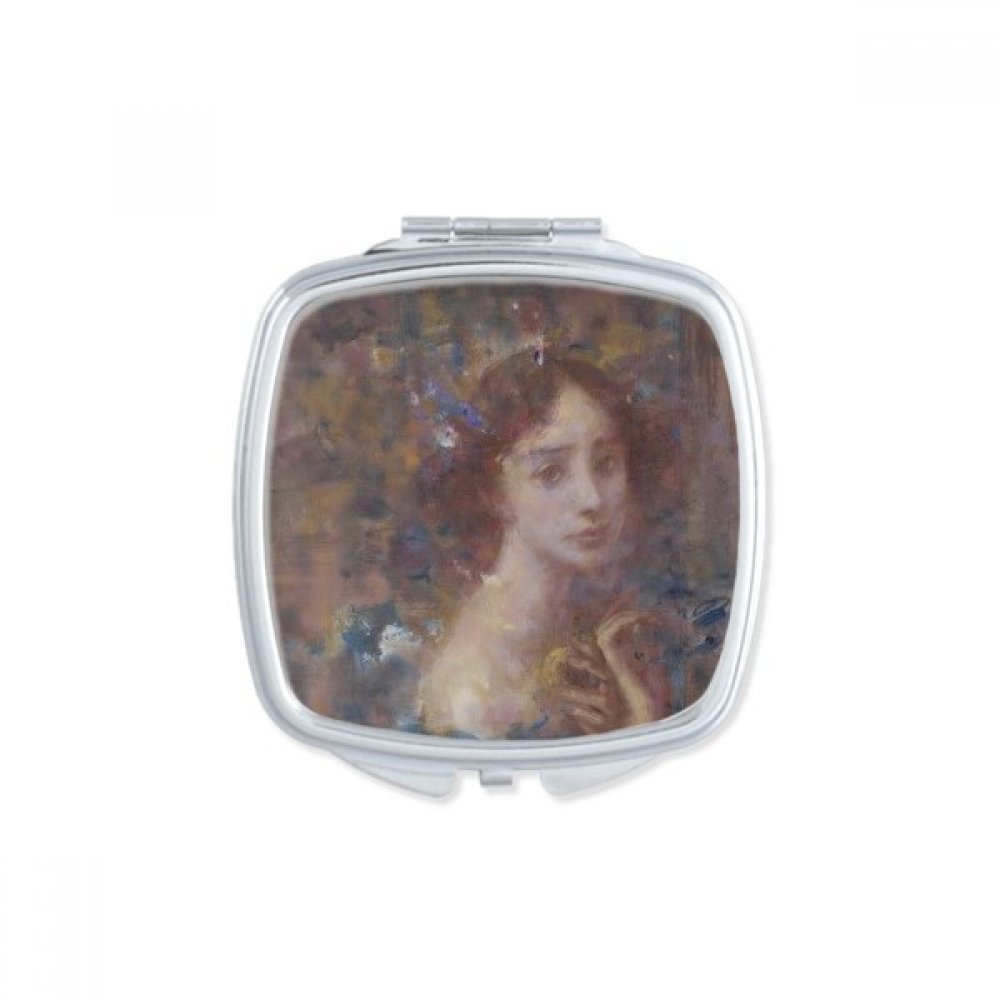 Miroir carré maquillage compact portable Miss Automne Xjj peinture à l'huile mignon