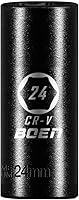 Vista 1 de BOEN 1/2" unidad de enchufe de impacto profundo, enchufe de impacto premium, enchufe de 24 mm, métrico, 6 puntas, acero Cr-V con marcaje láser
