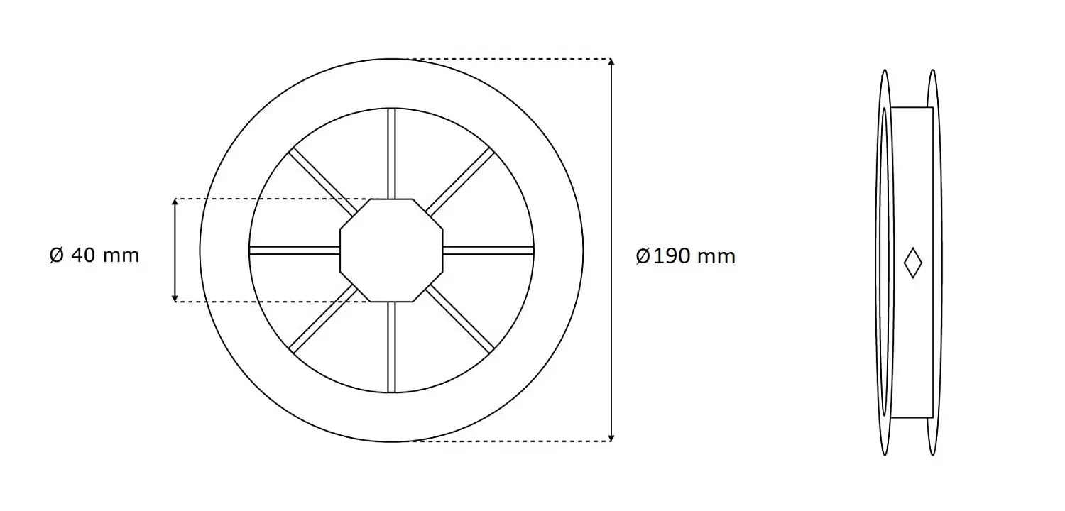 Image secondaire de Poulie de Guidage Octogonale pour Volet Roulant - Sangle 12 à 15mm