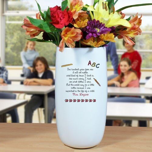 Personalized Ceramic Teacher Vase, 10" H x 4" W, Ceramic, Chip Resistant