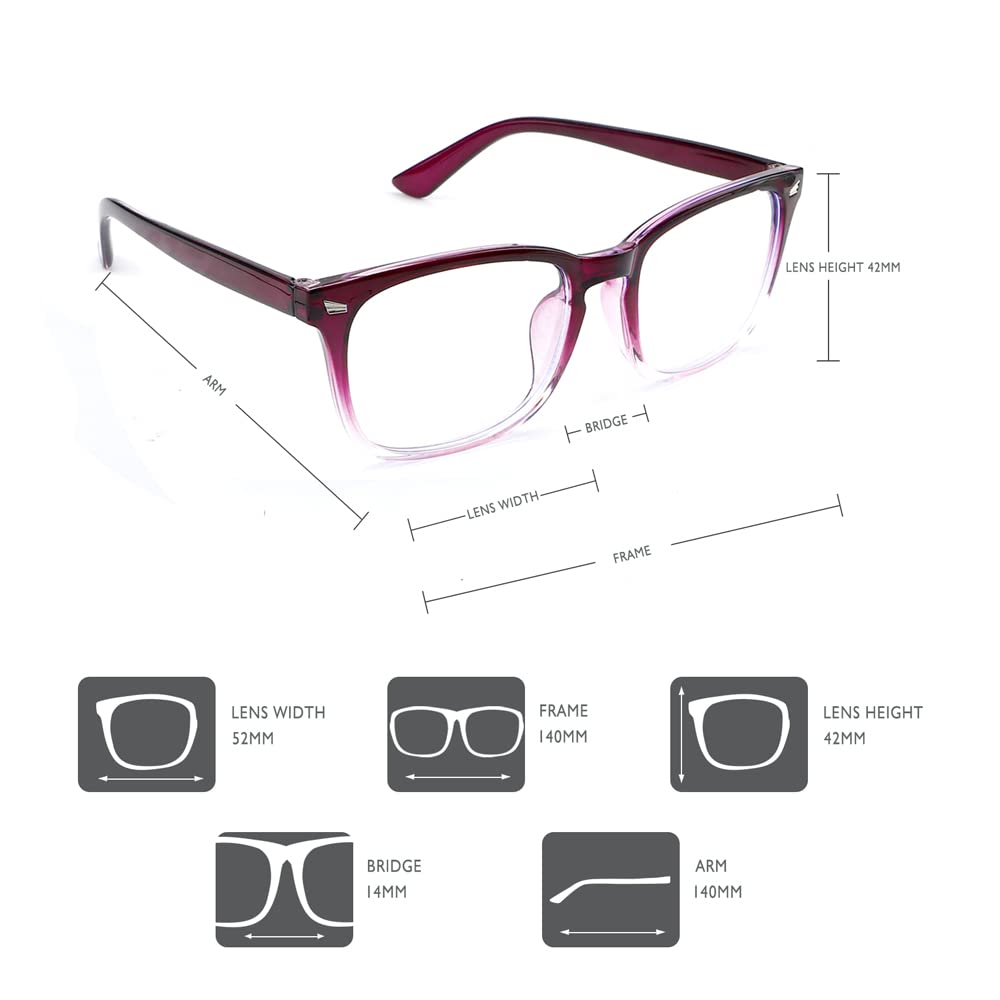 Blaulichtbrille für Damen und Herren, 2 Stück, Blaulichtbrille, quadratischer Rahmen, Blaulicht-Brille, lila schwarze Brille, Computerbrille und