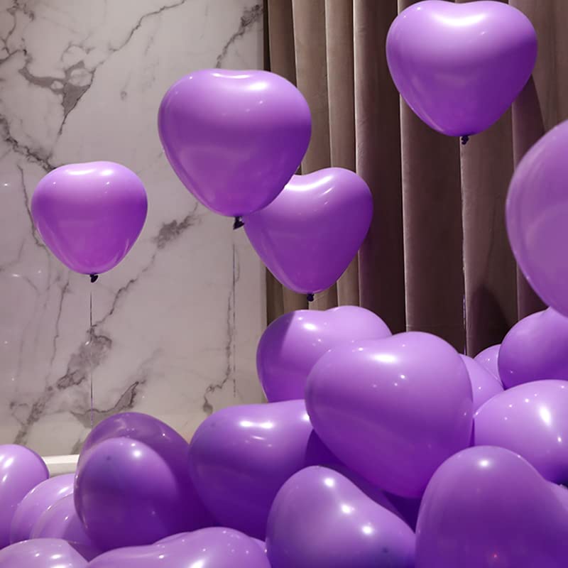 STIMULATE SZXXZZMY 50 6-inch Purple Color Heart shaped Latex Balloons for Valentines Day,Propose Marriage,Wedding Party.